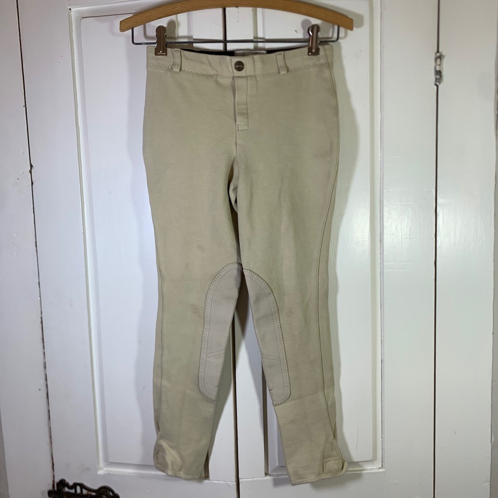 TuffRider Kids Ride N Go Equestrian Breeches Tan Riding Pants Size 16 READ FLAWS